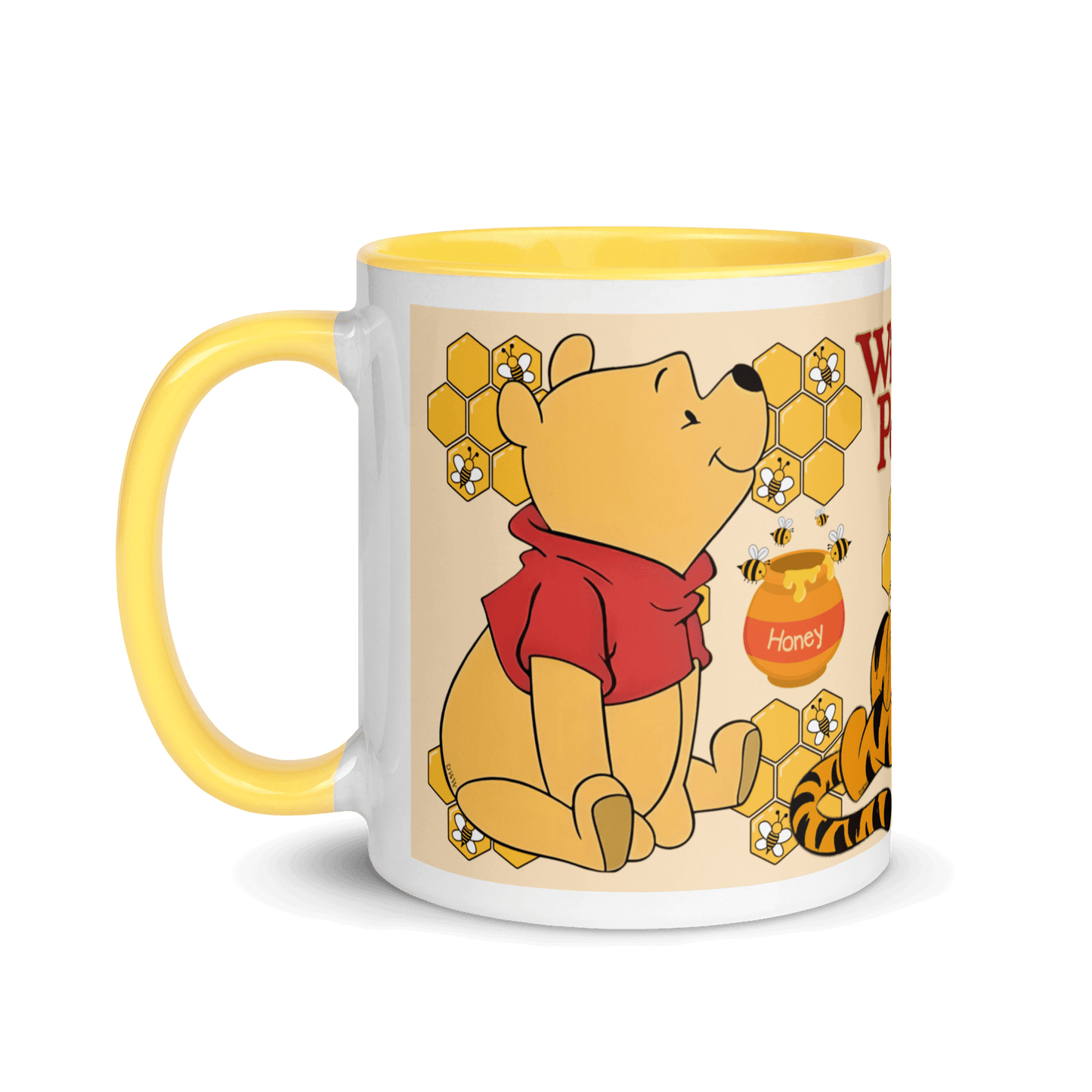 Winnie the Pooh Tasse mit bunter Innenseite und Tigger-Illustration, ideal für Kaffee oder Tee.
