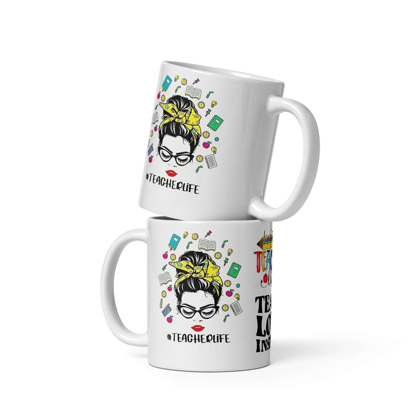 Beste Lehrer Tasse mit buntem #TeacherLife Design und Lehrer-Motiv, ideal für den Schreibtisch oder das Lehrerzimmer.