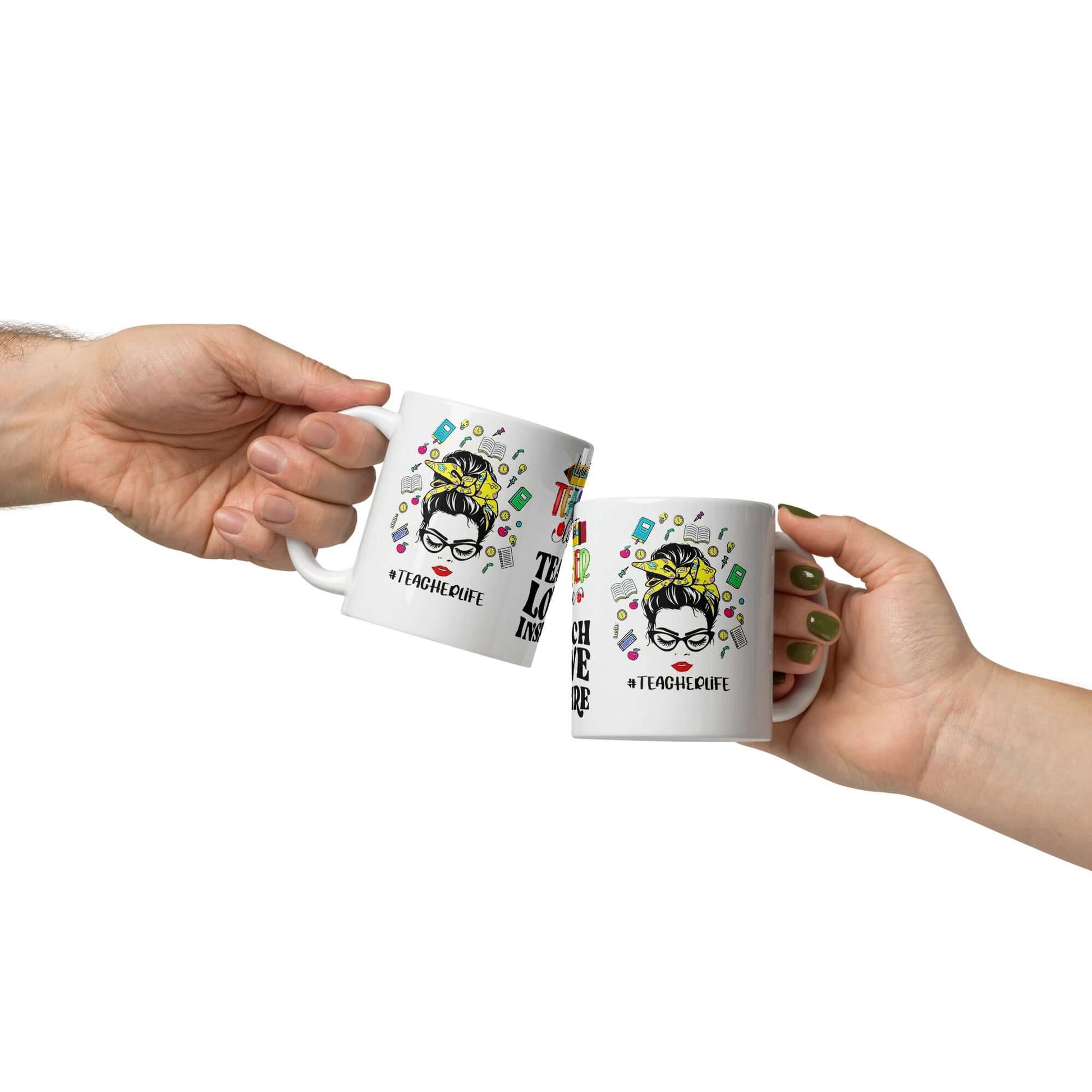 Beste Lehrer Tasse mit buntem #TeacherLife Design und Lehrer-Motiv, ideal für den Schreibtisch oder das Lehrerzimmer.